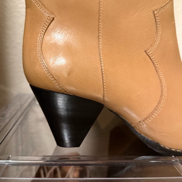 Isabel Marant Darizo Leather Western Embroidered Booties Natural Tan Size 38 - Picture 15 of 16